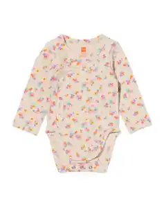 Newborn mitwachsender Wickelstrampler, gerippt, Blumen ecru