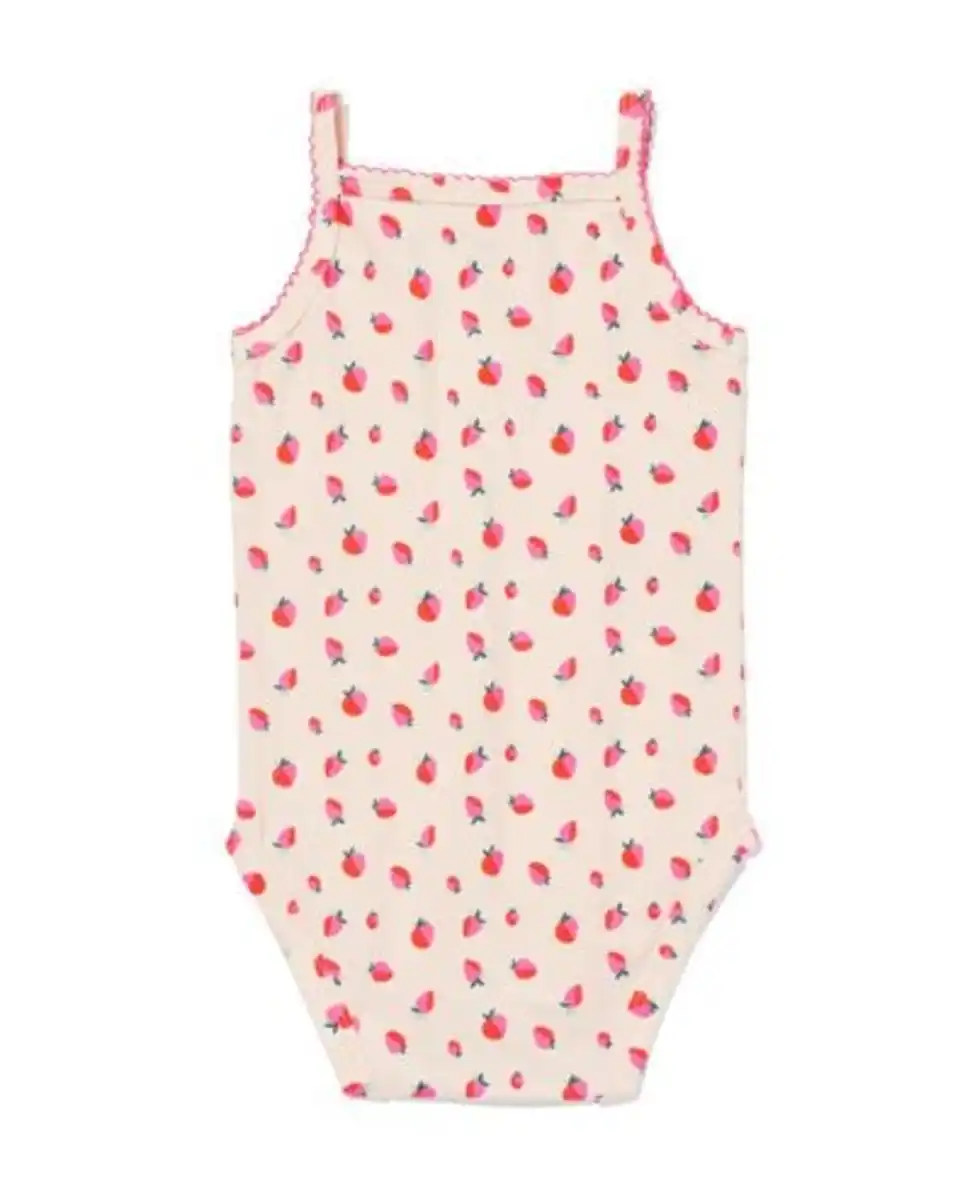 Bild 3 von Mitwachsender Baby-Strampler mit Erdbeeren beige