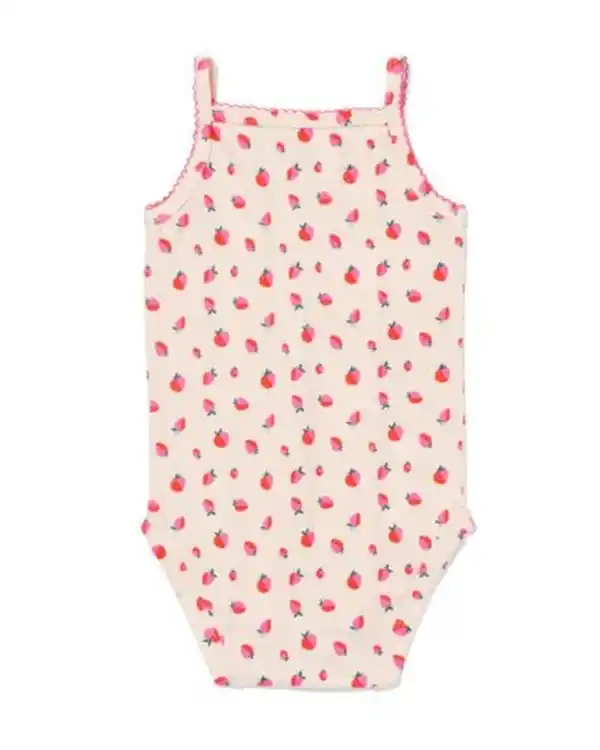 Bild 3 von Mitwachsender Baby-Strampler mit Erdbeeren beige