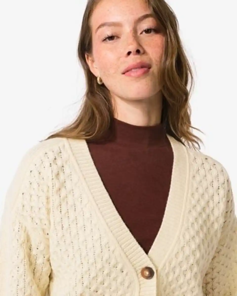 Bild 4 von Damen-Strickjacke Viola mit Struktur eierschalenfarben