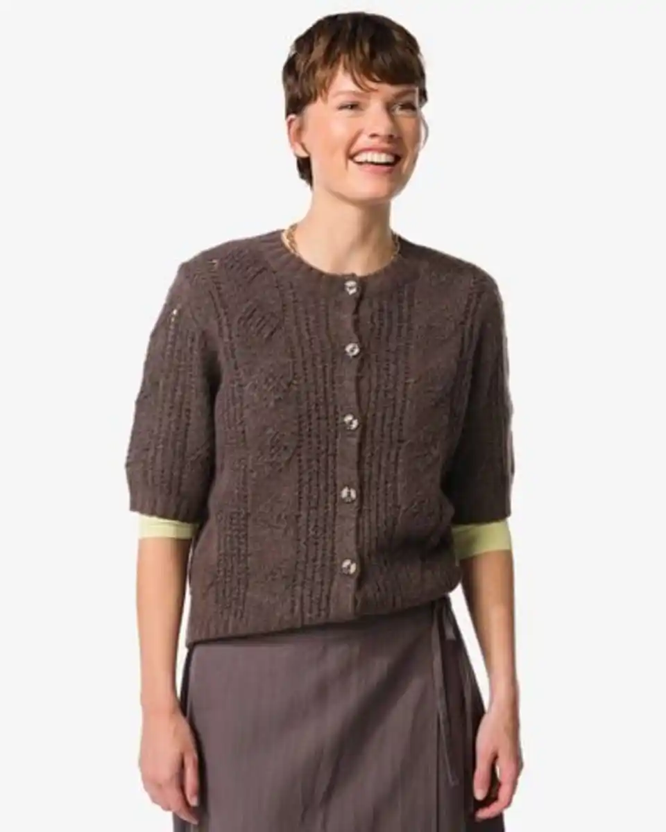 Bild 1 von Damenstrickjacke Foxi, Feinstrick-Zopfmuster braun