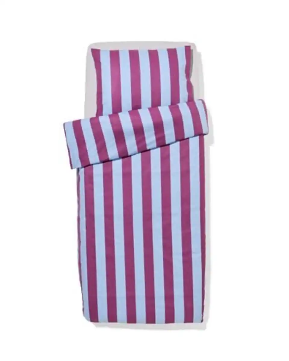 Bild 1 von Bettbezug 140 × 200/220 cm, weiche Baumwolle, gestreift, blau-violett