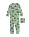 Bild 2 von Kinder-Pyjama mit Puppen-Pyjama Dino dunkelgrün