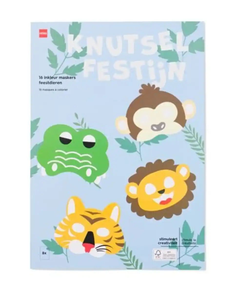 Bild 1 von Masken zum Ausmalen Partytiere – 16 Stück