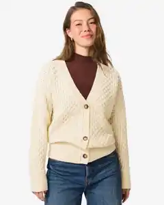 Damen-Strickjacke Viola mit Struktur eierschalenfarben