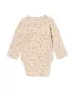 Bild 2 von Newborn mitwachsender Wickelstrampler, gerippt, Blumen ecru