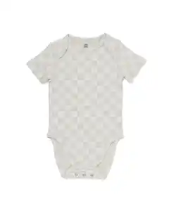 Mitwachsender Baby-Strampler LENZING™ ECOVERO™, gerippt, Blockmuster blau