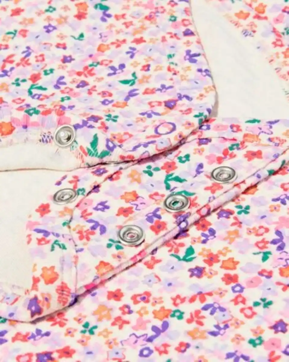 Bild 2 von Mitwachsender Strampler, LENZING™ ECOVERO™, gerippt, Blumen bunt