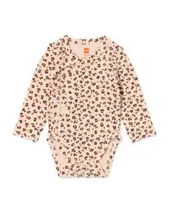 Mitwachsender Newborn-Wickel-Strampler aus Ripp mit Tieren lachsfarben