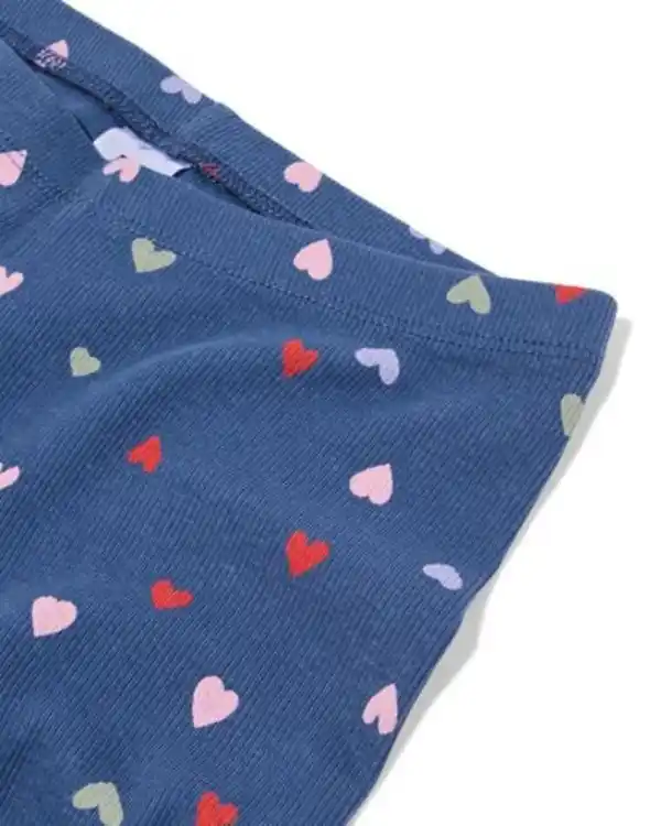 Bild 2 von Kinderpyjama gerippt mit Herzchen dunkelblau