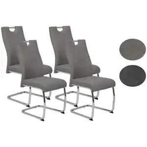 Mid.you Schwingstuhl-Set, Grau, Metall, Textil, U-Form, 43x98x59 cm, mit Griff, Esszimmer, Stühle, Esszimmerstühle, Schwingstühle