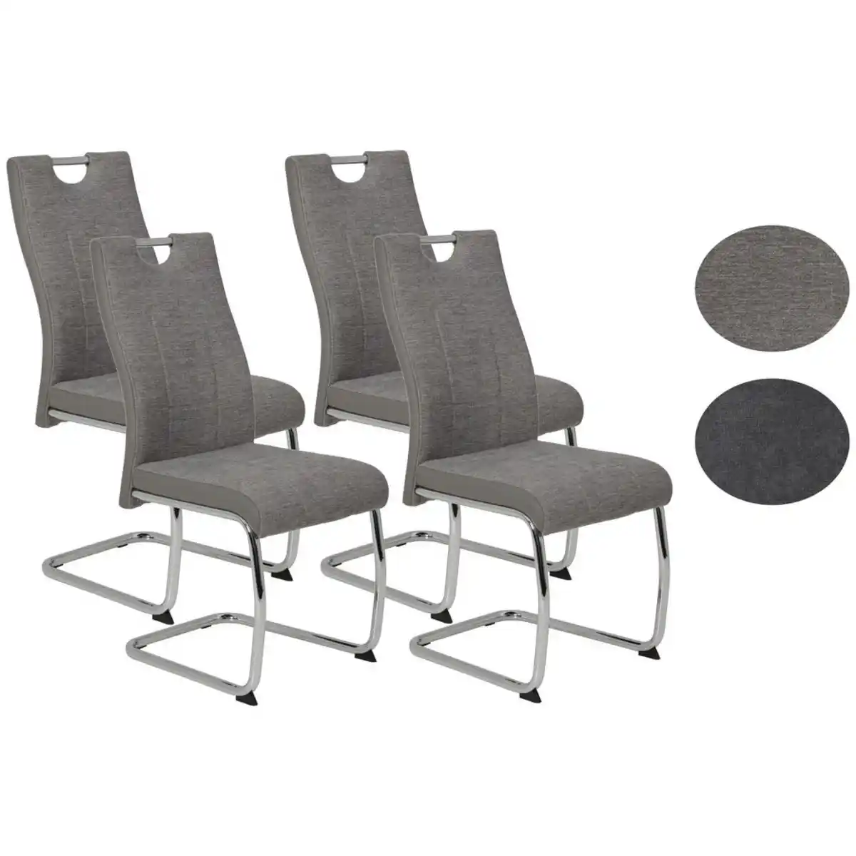 Bild 1 von Mid.you Schwingstuhl-Set, Grau, Metall, Textil, U-Form, 43x98x59 cm, mit Griff, Esszimmer, Stühle, Esszimmerstühle, Schwingstühle