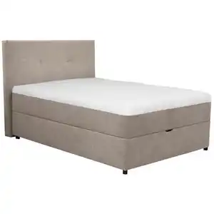 Carryhome Boxbett, Grau, Textil, H3, Höhe ca. 20 cm, 100x200 cm, gepolstertes Kopfteil, Schlafzimmer, Betten, Boxspringbetten