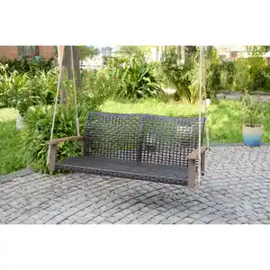 Gardenson Hängebank, Braun, Grau, Akazie, Holz, Metall, Kunststoff, Akazie, Hartholz, 2-Sitzer, 120x79x57 cm, mit Rückenlehne, zum Hängen, Gartenmöbel, Hollywoodschaukeln