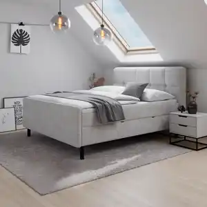 Boxbett Marbella Hellgrau ca. 180x200 cm mit Topper, Hellgrau