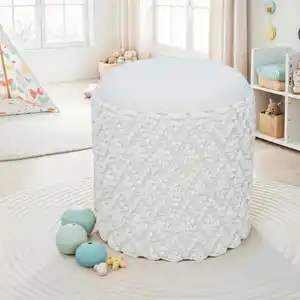 Livetastic Hocker, Weiß, Textil, rund, 40x45x40 cm, Stauraum, Wohnzimmer, Hocker, Sitzhocker