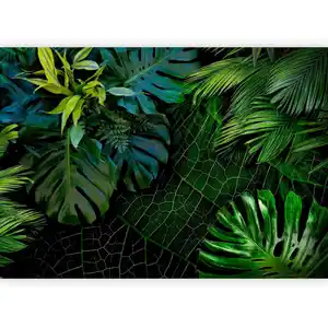 artgeist Fototapete, Grün, Dunkelgrün, Textil, Blätter, 150x105 cm, CE, Tapeten & Wandverkleidungen, Fototapeten