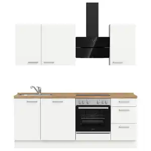 Nobilia Küchenleerblock Touch, Weiß, Eiche, Metall, nur wie online abgebildet bestellbar, 210 cm, Blauer Engel, Pefc, Goldenes M, Made in Germany, DGM-Klimapakt, seitenverkehrt erhältlich, vormont