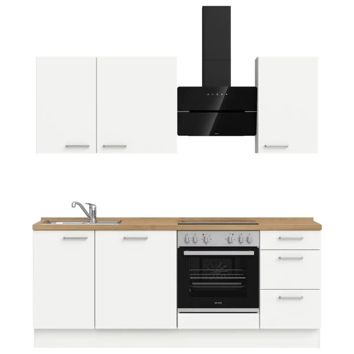 Bild 1 von Nobilia Küchenleerblock Touch, Weiß, Eiche, Metall, nur wie online abgebildet bestellbar, 210 cm, Blauer Engel, Pefc, Goldenes M, Made in Germany, DGM-Klimapakt, seitenverkehrt erhältlich, vormont