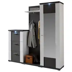 Xora Garderobe, Graphit, Weiß, Holzwerkstoff, 3-teilig, 195x206.6x41.6 cm, Garderobe, Garderoben-Sets & Serien, Garderoben-Sets, G
