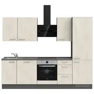 Nobilia Küchenleerblock Riva, Weiß, Schiefer, Metall, 3 Schublade(n) Schubladen, nur wie online abgebildet bestellbar, 270 cm, Blauer Engel, Pefc, Goldenes M, Made in Germany, DGM-Klimapakt, seiten