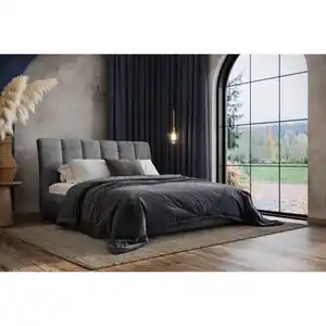 Mid.you Polsterbett, Graphit, Metall, Buche, 140x200 cm, Bettkasten, Lattenrost, gepolstertes Kopfteil, in verschiedenen Größen erhältlich,alternative erhältlich, Schlafzimmer, Betten, Polsterbet