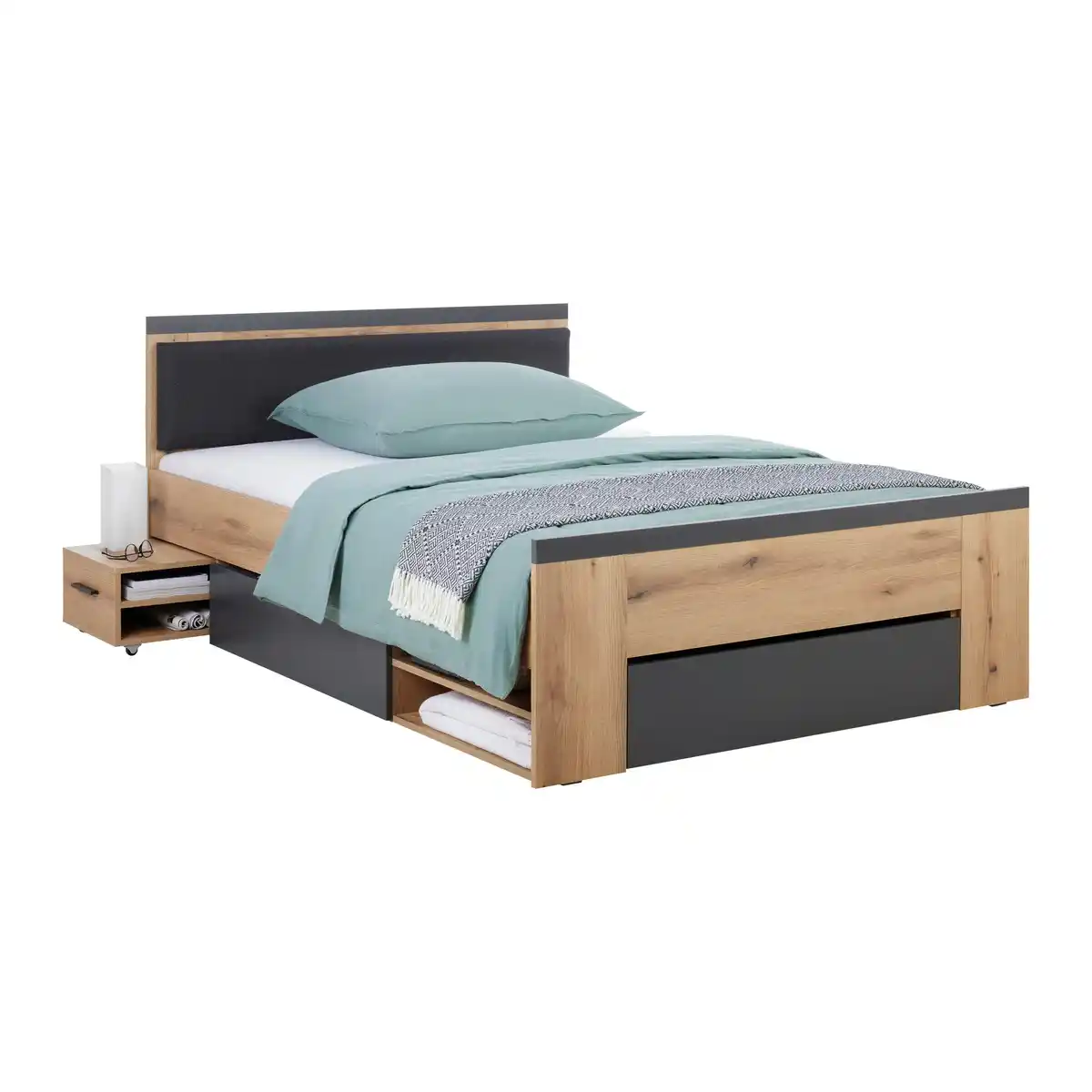 Bild 1 von Bett Cadix Anthrazit/Eichefarben, Anthrazit, Eichefarben