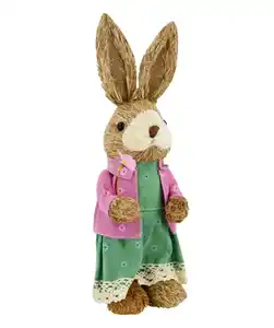 Deko-Osterhase aus Stroh, grün