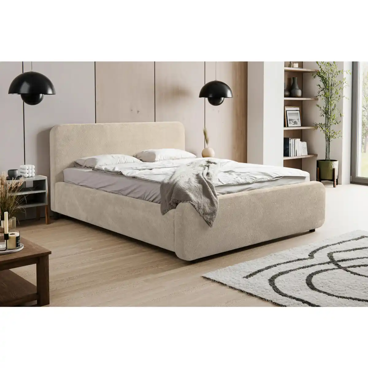 Bild 1 von Mid.you Polsterbett, Natur, Holz, Metall, Kiefer, 140x200 cm, Bettkasten, gepolstertes Kopfteil, Stoffauswahl, in verschiedenen Größen erhältlich, Schlafzimmer, Betten, Polsterbetten