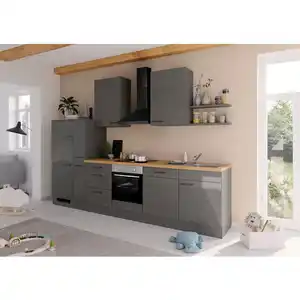 Impuls Küchenleerblock IP 4050, Graphit, Metall, 5 Schublade(n) Schubladen, nur wie online abgebildet bestellbar, 330 cm, Pefc, Goldenes M, Made in Germany, seitenverkehrt erhältlich, höhenverstel