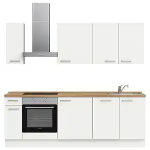 Nobilia Küchenleerblock Touch, Weiß, Eiche, Metall, 1 Schubladen, nur wie online abgebildet bestellbar, 240 cm, Blauer Engel, Pefc, Goldenes M, Made in Germany, DGM-Klimapakt, seitenverkehrt erhäl