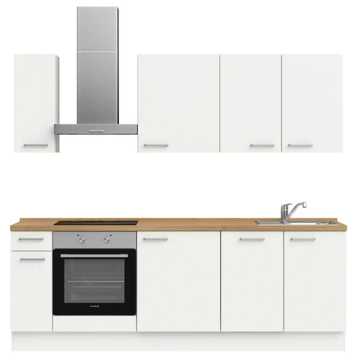 Bild 1 von Nobilia Küchenleerblock Touch, Weiß, Eiche, Metall, 1 Schubladen, nur wie online abgebildet bestellbar, 240 cm, Blauer Engel, Pefc, Goldenes M, Made in Germany, DGM-Klimapakt, seitenverkehrt erhäl