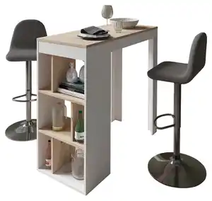 TISCHGRUPPE TG MOBY-CASINO, Anthrazit, Weiß, Chromfarben, Eiche Artisan