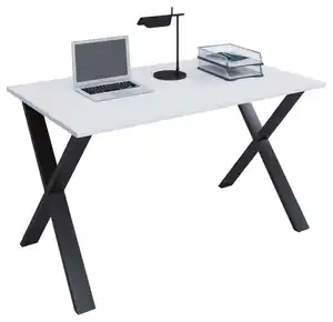 Schreibtisch Lona Weiß/Schwarz, Schwarz, Weiß