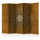 Bild 1 von artgeist Paravent, Braun, Gold, Holz, Textil, Kiefer, massiv, Mandala, 225x172x3 cm, Motiv auf Vorder- und Rückseite, Wohnzimmer, Raumteiler & Paravents, Paravents