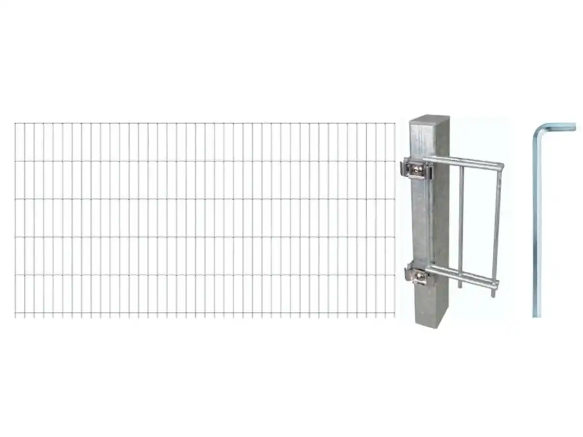 Bild 1 von ALBERTS Doppelstabmattenzaun-Grundset, Länge 10 m (feuerverzinkt, Mattenhöhe: 1000 mm)