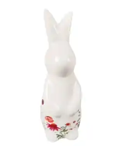 Deko-Hase mit Blumen, weiß