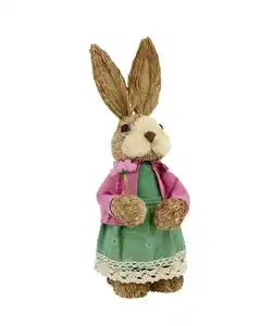 Deko-Osterhase aus Stroh, grün