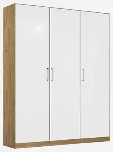 Drehtürenschrank Berlin Weiß Hochglanz, Eiche Artisan, Eiche Artisan, Weiß Hochglanz