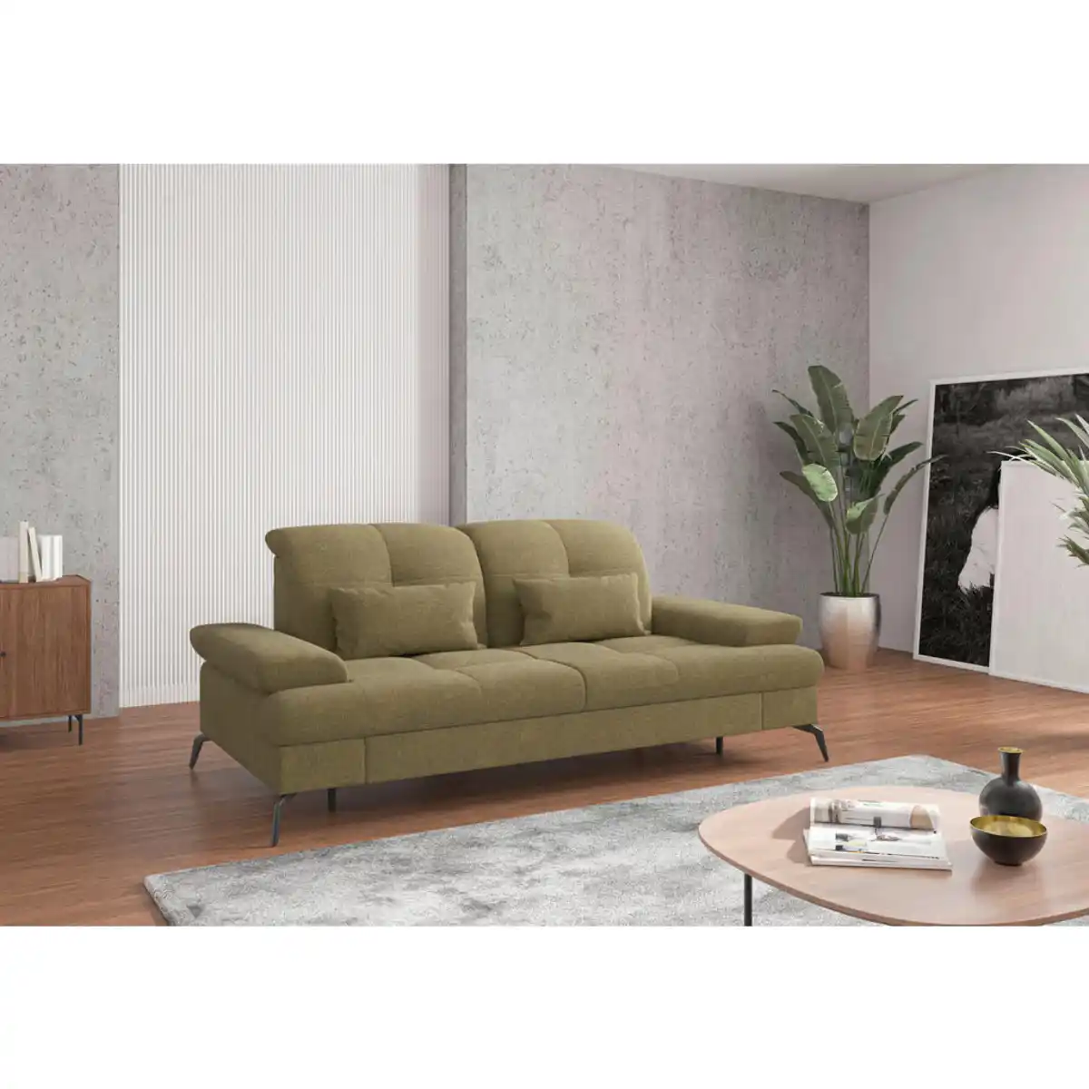 Bild 1 von Sit & More 3-Sitzer-Sofa, Olivgrün, Textil, 212x90x122 cm, Goldenes M, Oeko-Tex® Standard 100, Made in Europe, DGM-Klimapakt, Schlafen auf Sitzhöhe, Rücken echt, Armteil links, rechts, Wohnzimmer