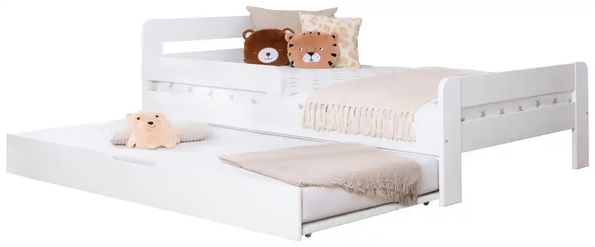 Bild 1 von Bett Bennet mit Ausziehbett ca. 120x200 cm Weiß, Weiß