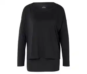 Da. 2-in-1-Sportshirt, schwarz