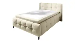 Polsterbett 140 x 200 cm Stoffbezug beige - LUCY