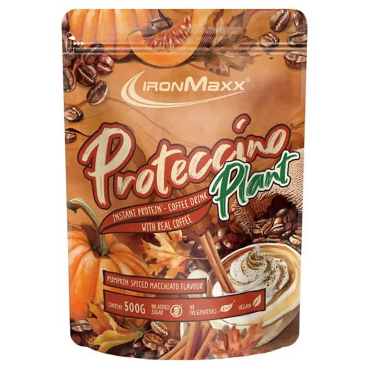 Bild 1 von IRONMAXX Proteccino Plant Pulver 500 g, Pumpkin Spiced Macchiato