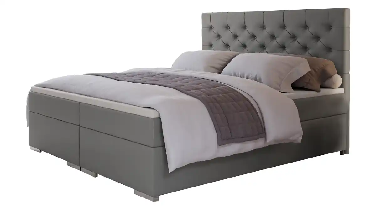 Bild 1 von Boxspringbett 180 x 200 cm Stoffbezug grau - EVORA