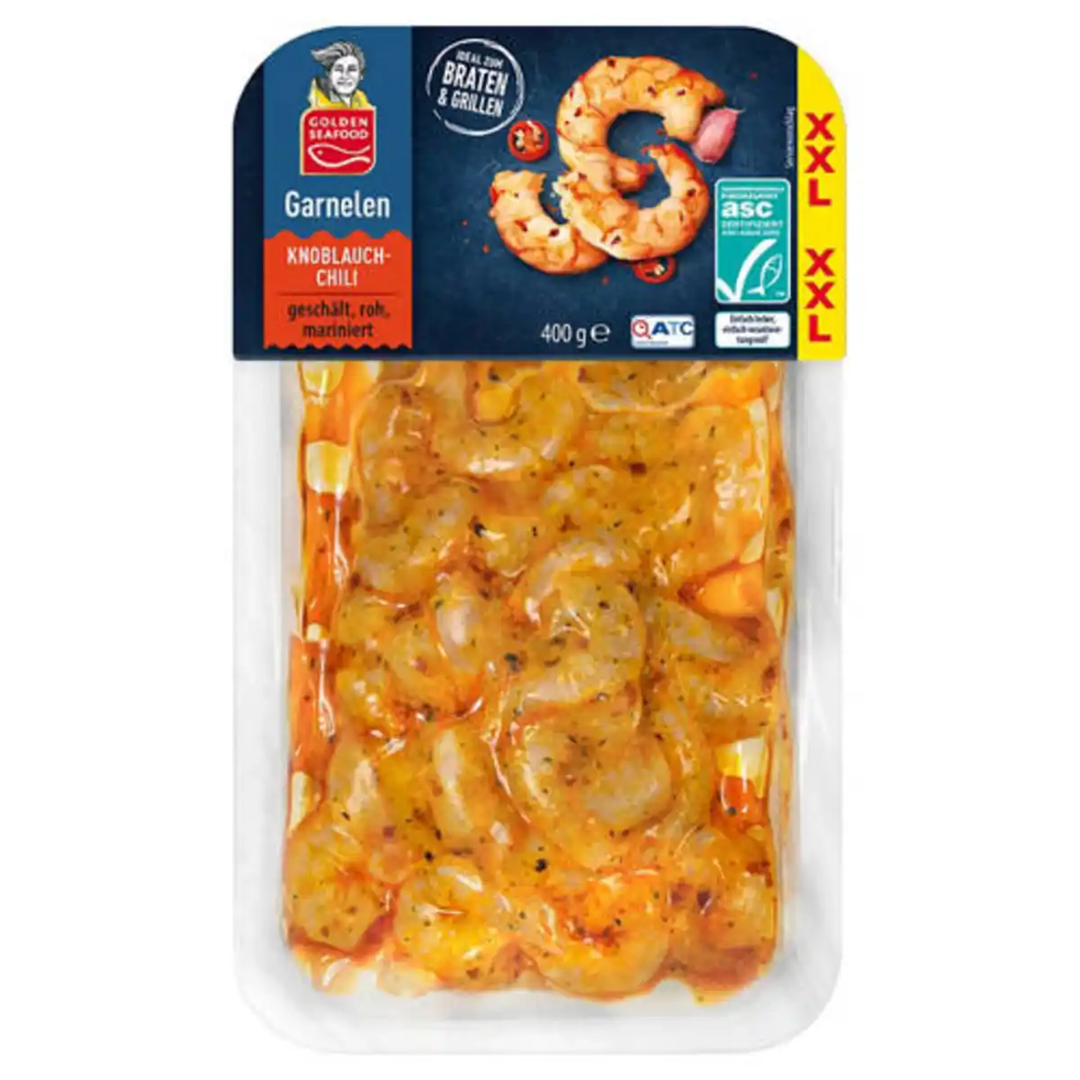 Bild 1 von GOLDEN SEAFOOD Garnelen Sortiment XXL, Knoblauch-Chili, 400 g