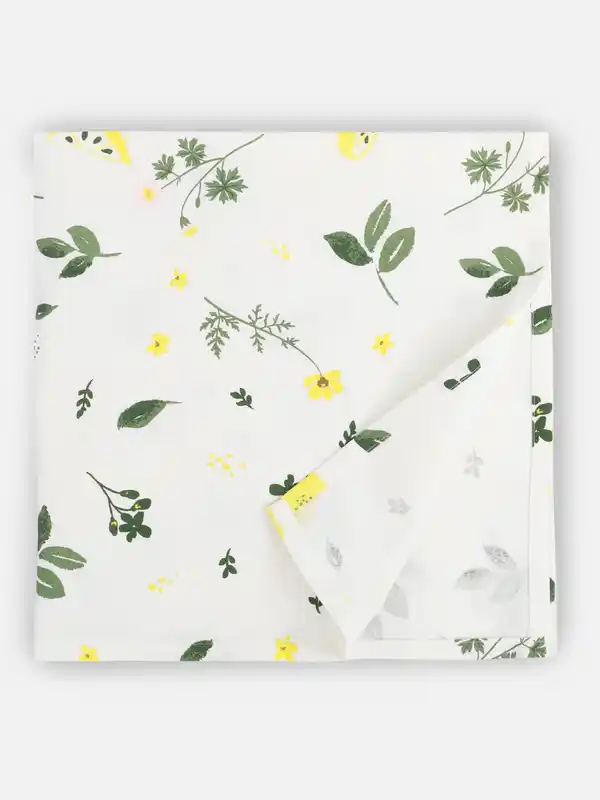 Bild 2 von Tischdecke mit Blättern und Früchten, 80x80cm Weiß