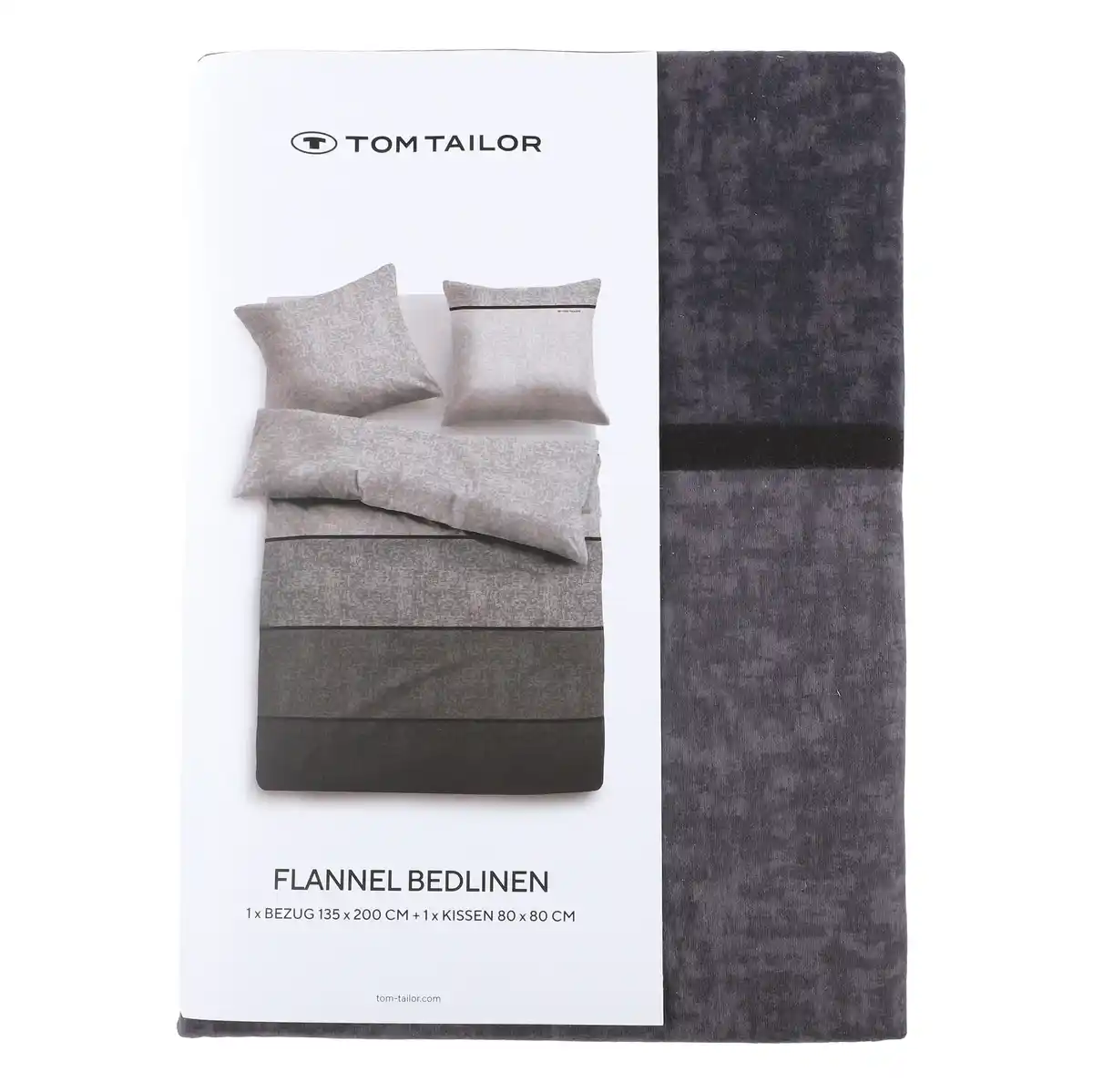 Bild 2 von Flanellbettwäsche mit Streifen, 155x220cm Grau
