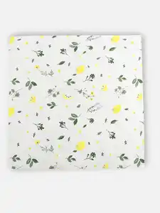 Tischdecke mit Blättern und Früchten, 80x80cm Weiß