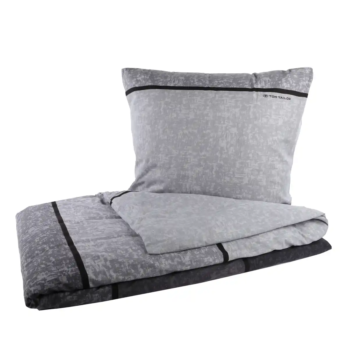 Bild 1 von Flanellbettwäsche mit Streifen, 155x220cm Grau